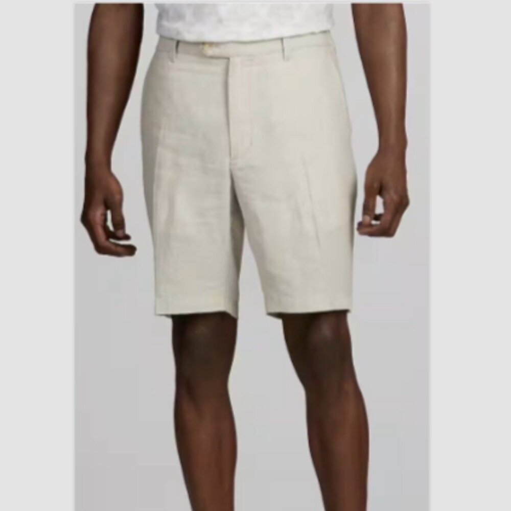 Jos. A. Bank Tailored Fit Linen Blend Flat Front Shorts- colour: oatmeal